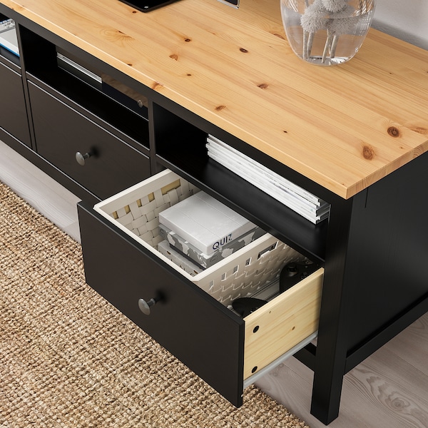 IKEA HEMNES TV unit, 58 1/4x18 1/2x22 1/2 in Black / Brown / Light Brown, Ikea Ireland | 0517NVWJA