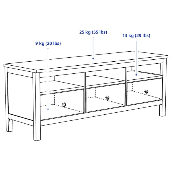 IKEA HEMNES TV unit, 58 1/4x18 1/2x22 1/2 in Black / Brown, Ikea Ireland | 5036DXJHB