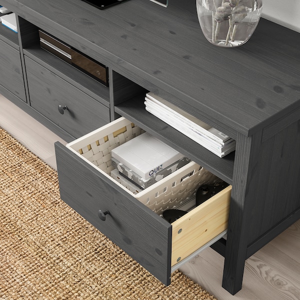 IKEA HEMNES TV unit, 58 1/4x18 1/2x22 1/2 in Dark Gray Stained, Ikea Ireland | 6517KHWGQ
