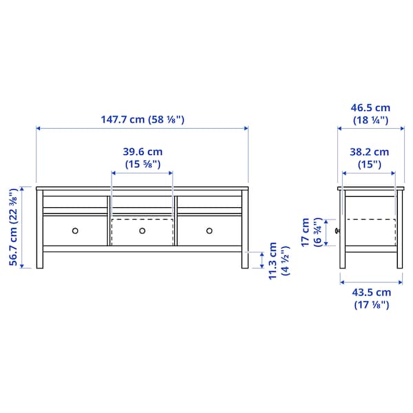 IKEA HEMNES TV unit, 58 1/4x18 1/2x22 1/2 in Dark Gray Stained, Ikea Ireland | 6517KHWGQ