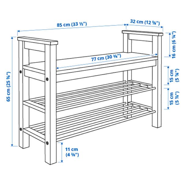 IKEA HEMNES bench with shoe storage, 33 1/2x12 5/8x25 5/8 in White, Ikea Ireland | 1564CFNOG
