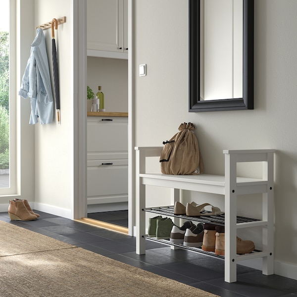 IKEA HEMNES bench with shoe storage, 33 1/2x12 5/8x25 5/8 in White, Ikea Ireland | 1564CFNOG