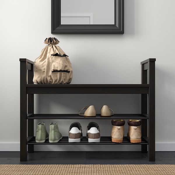 IKEA HEMNES bench with shoe storage, 33 1/2x12 5/8x25 5/8 in Black / Brown, Ikea Ireland | 1392XFRHC