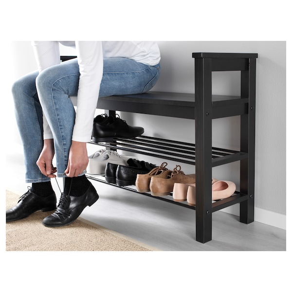 IKEA HEMNES bench with shoe storage, 33 1/2x12 5/8x25 5/8 in Black / Brown, Ikea Ireland | 1392XFRHC