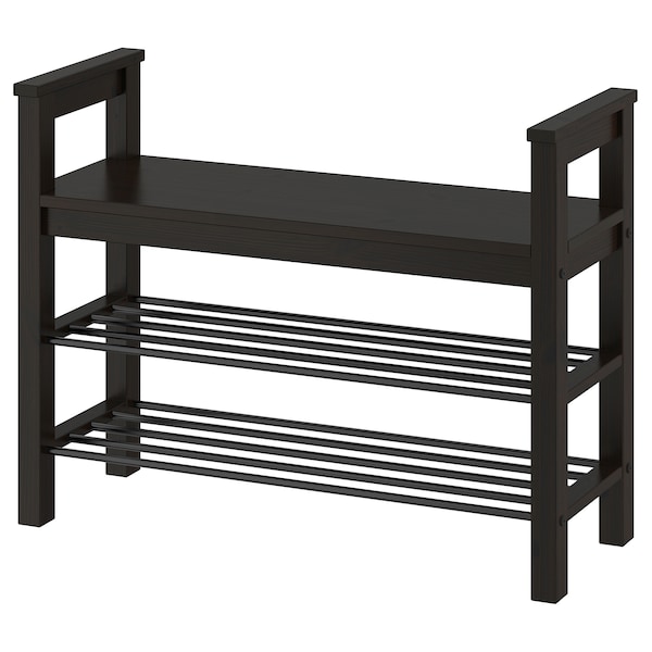 IKEA HEMNES bench with shoe storage, 33 1/2x12 5/8x25 5/8 in Black / Brown, Ikea Ireland | 1392XFRHC