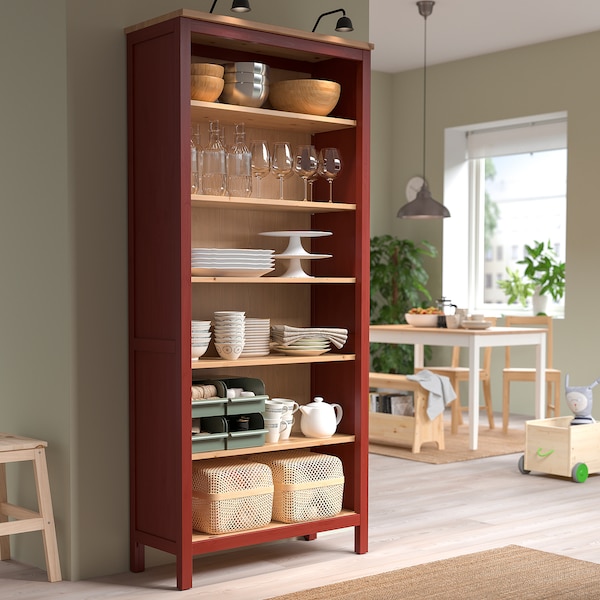 IKEA HEMNES bookcase, 35 3/8x77 1/2 in Red Stained / Light Brown Stained, Ikea Ireland | 0582WPXOA