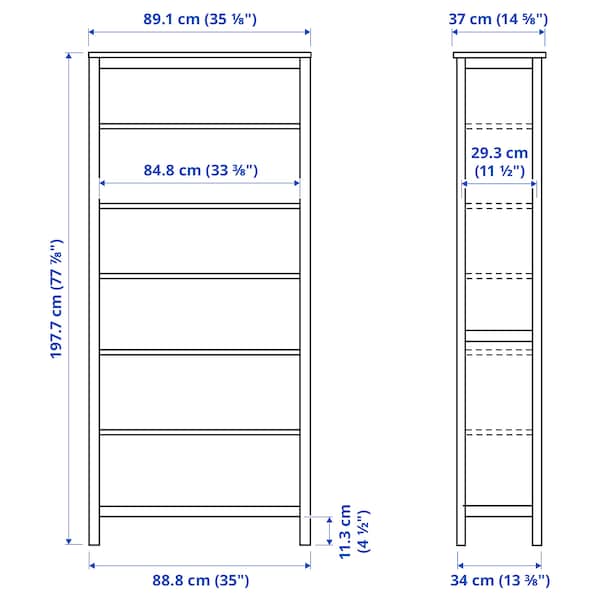 IKEA HEMNES bookcase, 35 3/8x77 1/2 in Red Stained / Light Brown Stained, Ikea Ireland | 0582WPXOA