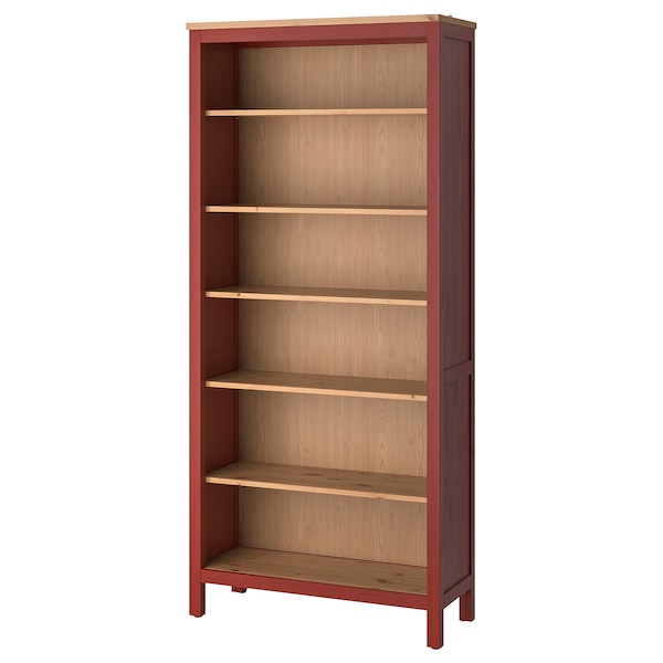 IKEA HEMNES bookcase, 35 3/8x77 1/2 in Red Stained / Light Brown Stained, Ikea Ireland | 0582WPXOA