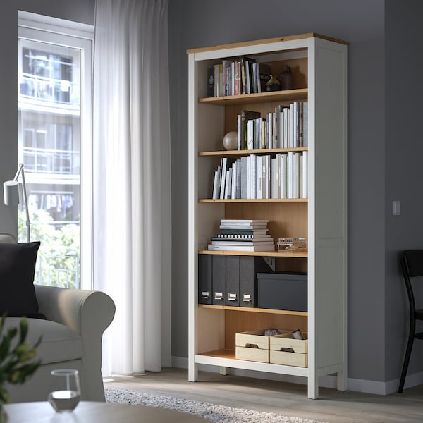 IKEA HEMNES bookcase, 35 3/8x77 1/2 in White Stain / Light Brown, Ikea Ireland | 4579JZAGU
