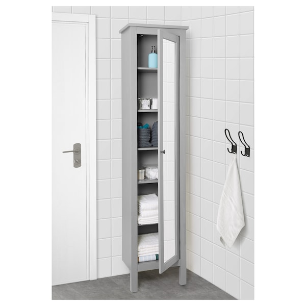 IKEA HEMNES high cabinet with mirror door, 19 1/4x12 1/4x78 3/4 in Gray, Ikea Ireland | 5169QESIR