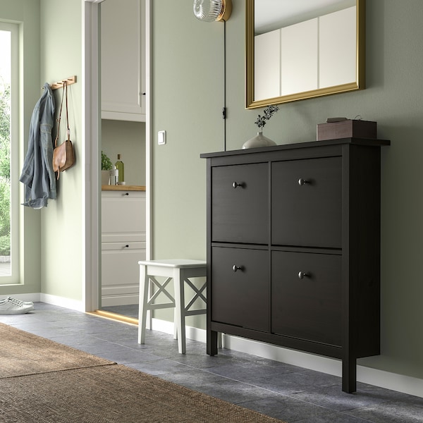 IKEA HEMNES shoe cabinet with 4 compartments, black-brown, 42 1/8x8 5/8x39 3/4 in, Ikea Ireland | 1389MIKFG