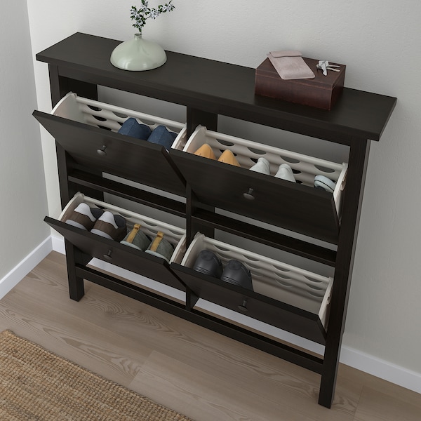 IKEA HEMNES shoe cabinet with 4 compartments, black-brown, 42 1/8x8 5/8x39 3/4 in, Ikea Ireland | 1389MIKFG