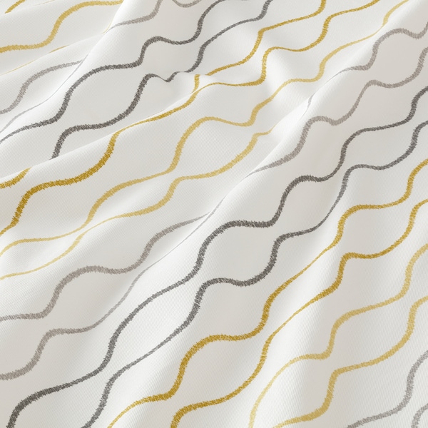 IKEA HENNY RAND curtains, 1 pair, white/gray yellow, 57x118 in, Ikea Ireland | 0253GLRHC