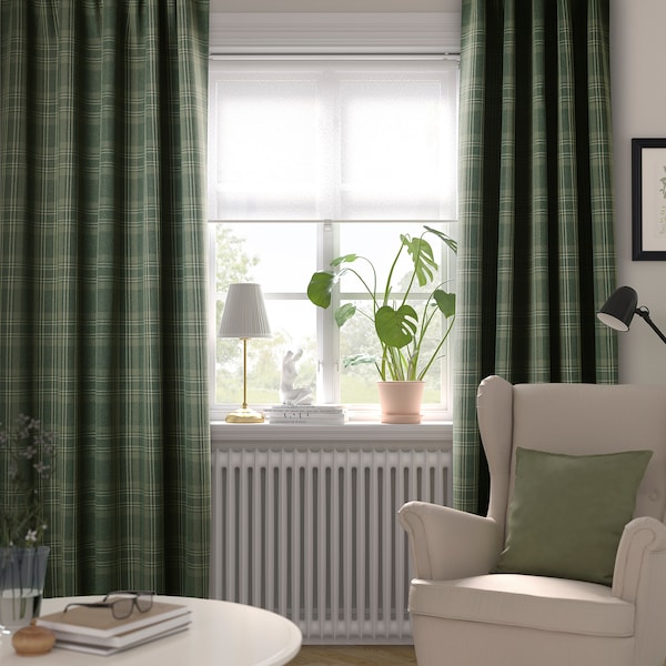 IKEA HÄGGVECKMAL room darkening curtains, 1 pair, 57x98 in Dark Green, Ikea Ireland | 0982QPXJM