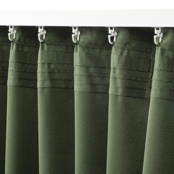 IKEA HÄGGVECKMAL room darkening curtains, 1 pair, 57x98 in Dark Green, Ikea Ireland | 0982QPXJM