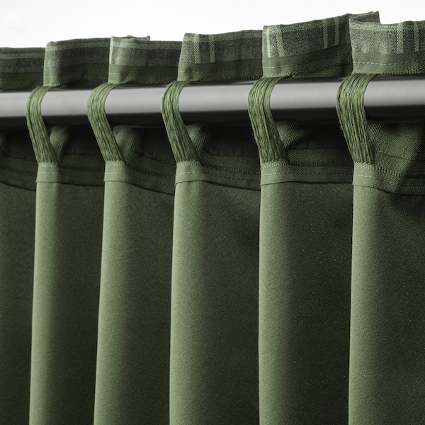 IKEA HÄGGVECKMAL room darkening curtains, 1 pair, 57x98 in Dark Green, Ikea Ireland | 0982QPXJM