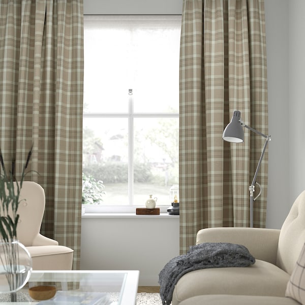 IKEA HÄGGVECKMAL room darkening curtains, 1 pair, 57x98 in Beige, Ikea Ireland | 0163PXLHY