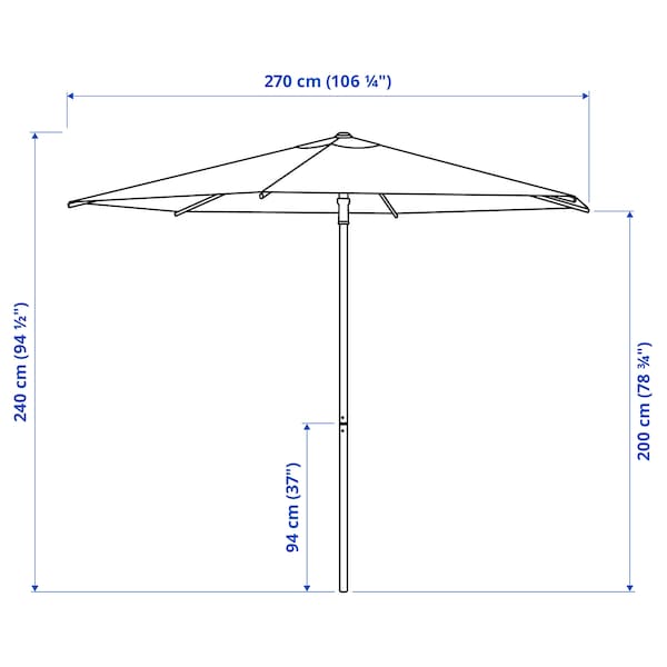 IKEA HÖGÖN Umbrella, 106 1/4 in White, Ikea Ireland | 6503ZHIAD
