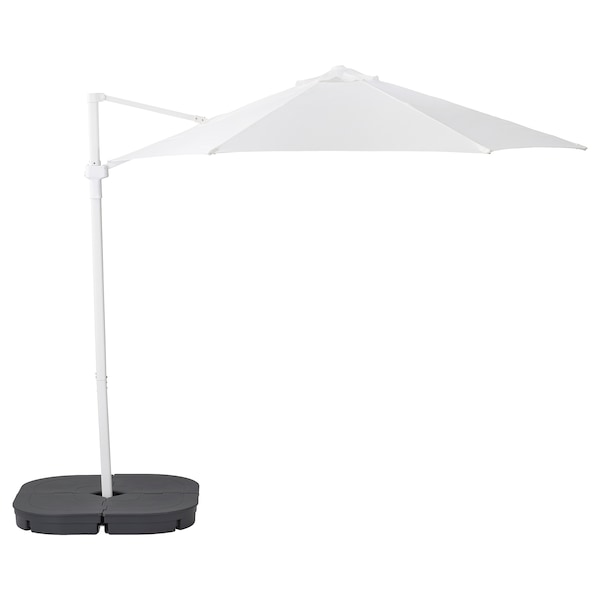 IKEA HÖGÖN hanging umbrella with base, white/Svartö dark gray, 106 1/4 in, Ikea Ireland | 5364SBGTL