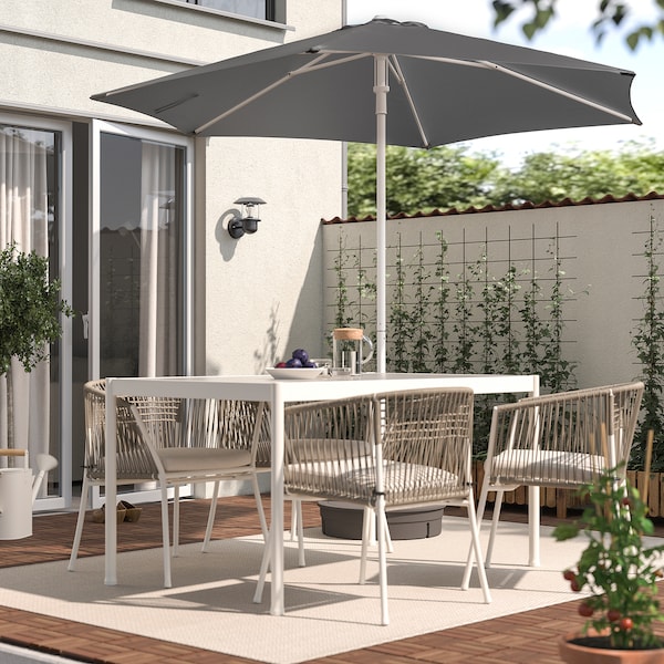 IKEA HÖGÖN umbrella with base, 106 1/4 in Light Gray / Grytö Dark Gray, Ikea Ireland | 5216CTQNA