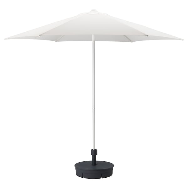 IKEA HÖGÖN umbrella with base, 106 1/4 in White / Grytö Dark Gray, Ikea Ireland | 5274RBLCD