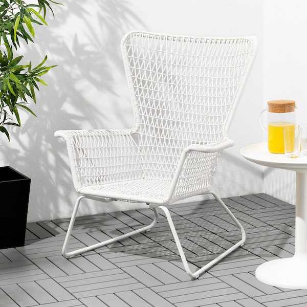 IKEA HÖGSTEN Armchair, outdoor, white, Width: 29 1/8 in, Ikea Ireland | 0826CBFZA