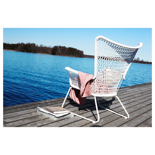 IKEA HÖGSTEN Armchair, outdoor, white, Width: 29 1/8 in, Ikea Ireland | 0826CBFZA