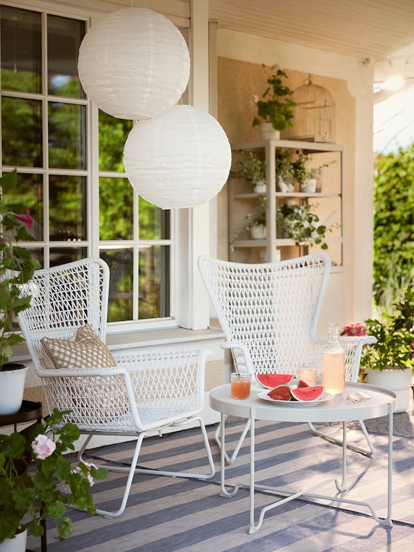 IKEA HÖGSTEN Armchair, outdoor, white, Width: 29 1/8 in, Ikea Ireland | 0826CBFZA
