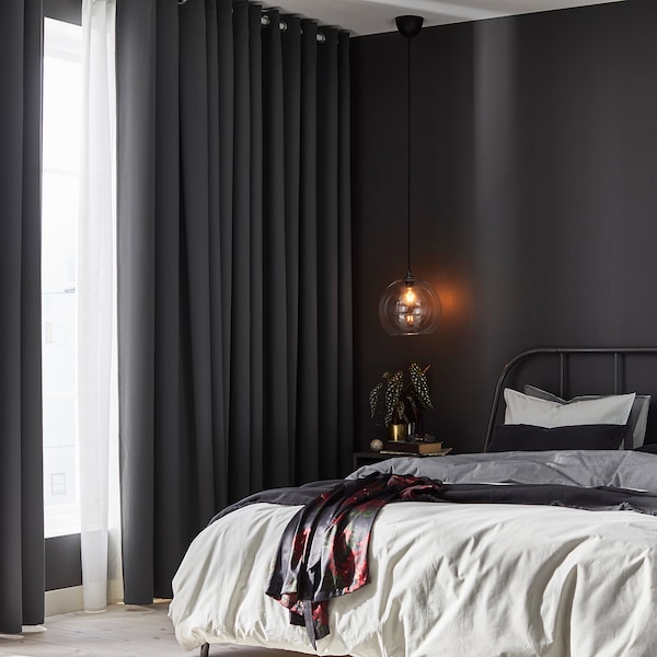 IKEA HILLEBORG black-out curtains, 1 pair, gray, 57x98 in, Ikea Ireland | 5063DQHLC