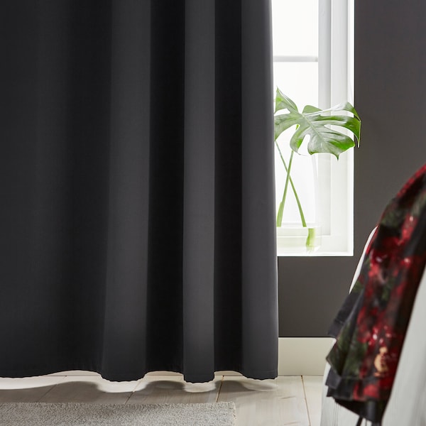 IKEA HILLEBORG black-out curtains, 1 pair, gray, 57x98 in, Ikea Ireland | 5063DQHLC