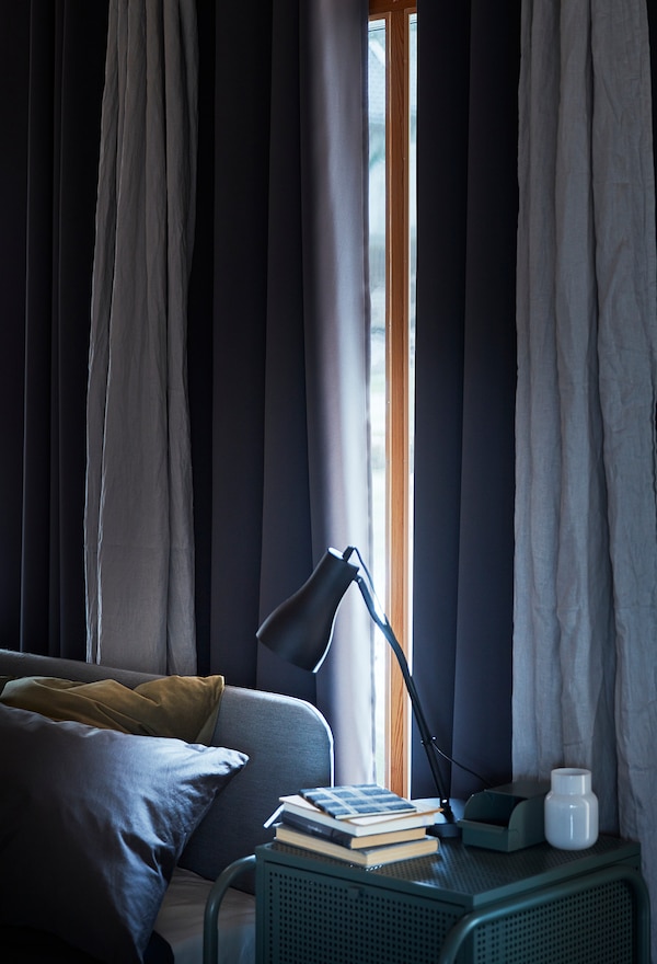 IKEA HILLEBORG black-out curtains, 1 pair, gray, 57x98 in, Ikea Ireland | 5063DQHLC