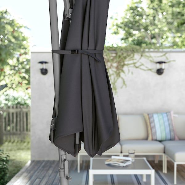 IKEA HISSÖ hanging umbrella with base, anthracite/Svartö dark gray, 118 1/8 in, Ikea Ireland | 2780SAZWK