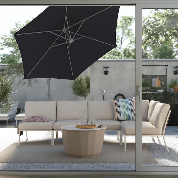 IKEA HISSÖ hanging umbrella with base, anthracite/Svartö dark gray, 118 1/8 in, Ikea Ireland | 2780SAZWK