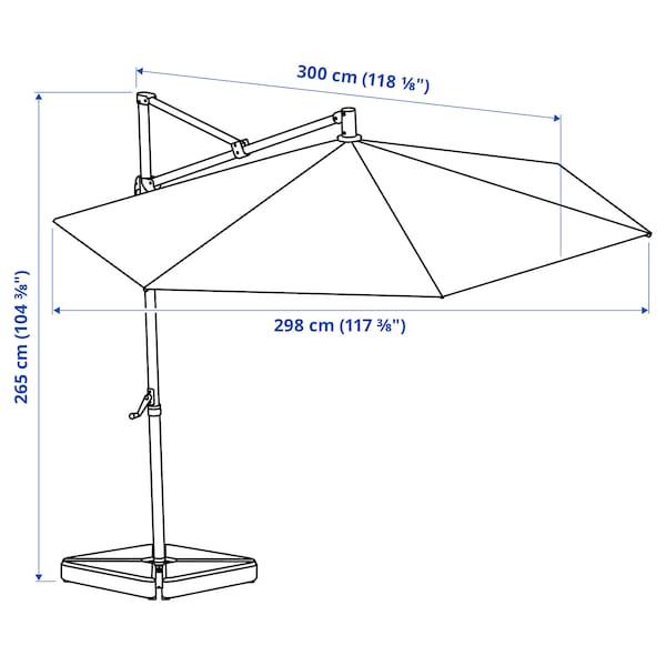 IKEA HISSÖ hanging umbrella with base, anthracite/Svartö dark gray, 118 1/8 in, Ikea Ireland | 2780SAZWK