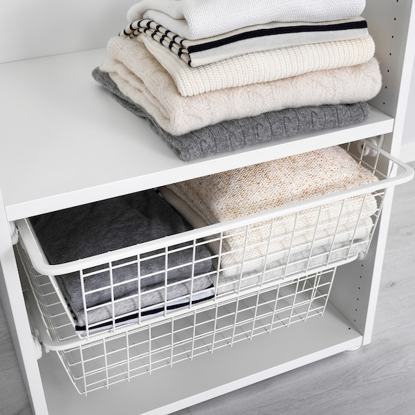 IKEA HJÄLPA wire basket with pull-out rail, white, 23 5/8x21 5/8 in, Ikea Ireland | 4270NEGFW