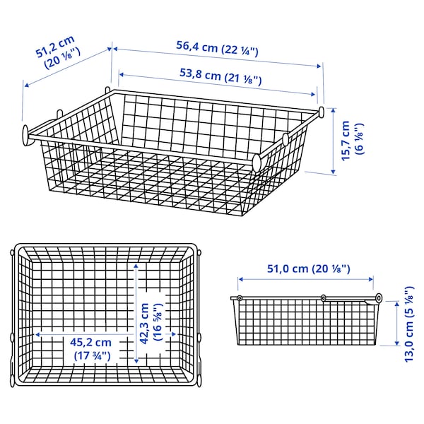 IKEA HJÄLPA wire basket with pull-out rail, white, 23 5/8x21 5/8 in, Ikea Ireland | 4270NEGFW