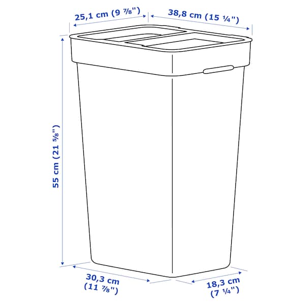 IKEA HÅLLBAR Bin with lid, light gray, Lower outer measure depth: 11 7/8 in, Ikea Ireland | 8471NFYPD