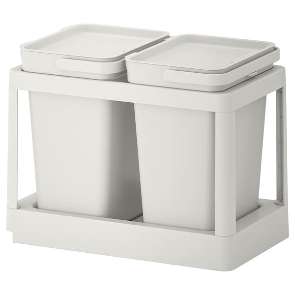 IKEA HÅLLBAR recycling solution, with pull-out/light gray, 5 gallon, Ikea Ireland | 9150TKMDR