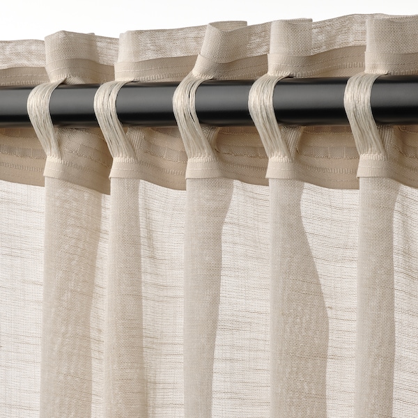 IKEA HÄLLEBRÄCKA sheer curtains, 1 pair, light beige, 57x98 in, Ikea Ireland | 6438IMTNP