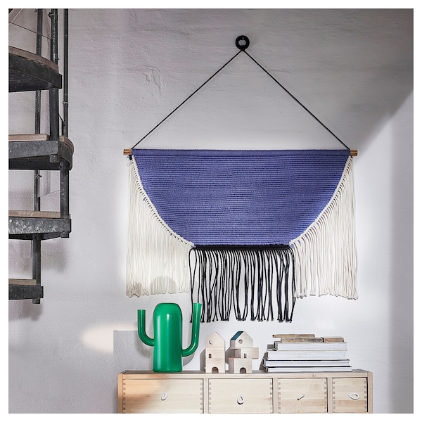 IKEA HÄNGALM hanging tapestry, beige black/light lilac-blue, 33 1/2x23 5/8 in, Ikea Ireland | 1497YSADR
