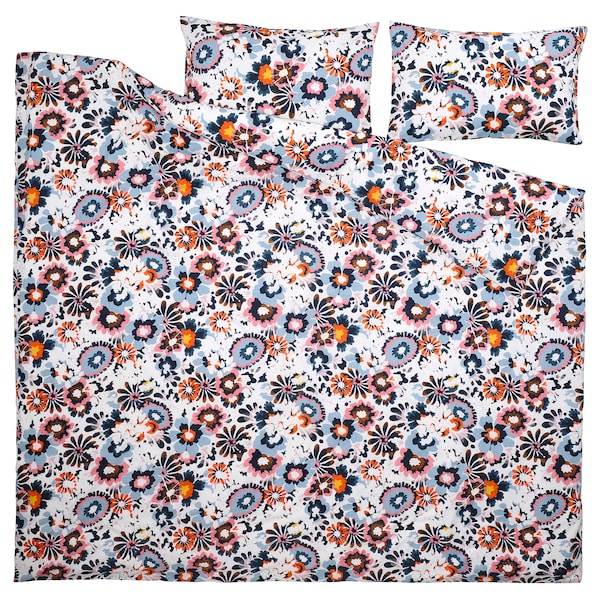 IKEA HÖNSGULLÖRT duvet cover and pillowcase(s), King Floral Pattern / Multicolor, Ikea Ireland | 9364IFTUB