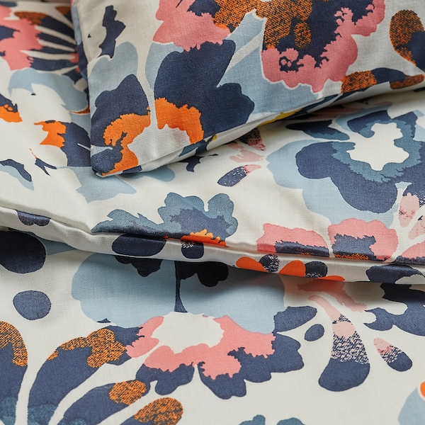 IKEA HÖNSGULLÖRT duvet cover and pillowcase(s), King Floral Pattern / Multicolor, Ikea Ireland | 9364IFTUB