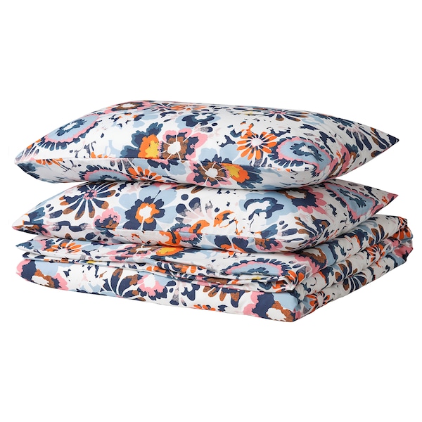 IKEA HÖNSGULLÖRT duvet cover and pillowcase(s), King Floral Pattern / Multicolor, Ikea Ireland | 9364IFTUB