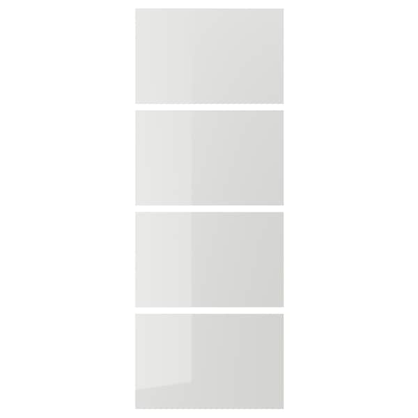 IKEA HOKKSUND 4 panels for sliding door frame, high gloss light gray, 29 1/2x79 1/8 in, Ikea Ireland | 9381DZHJM