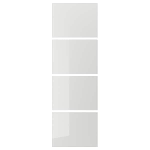 IKEA HOKKSUND 4 panels for sliding door frame, high gloss light gray, 29 1/2x92 7/8 in, Ikea Ireland | 2501RXTAP