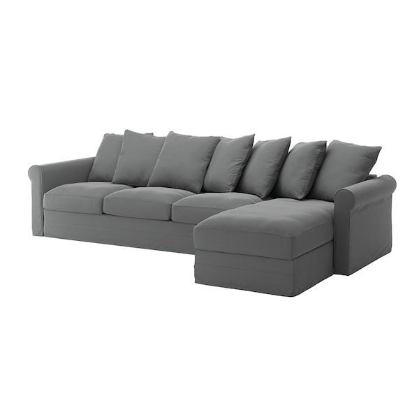 IKEA HÄRLANDA cover for sectional, 4-seat, with chaise Ljungen Medium Gray, Ikea Ireland | 0651ZPGXR