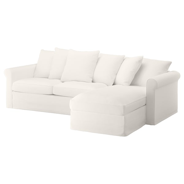 IKEA HÄRLANDA cover for sleeper sofa, with chaise/Inseros white Inseros White, Ikea Ireland | 9578LKFNJ
