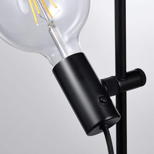 IKEA HÅRSLINGA / LUNNOM floor lamp with LED bulb Black / Clear Glass, Ikea Ireland | 2643BOKDG