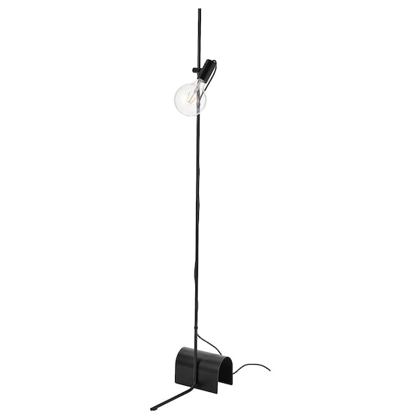 IKEA HÅRSLINGA / LUNNOM floor lamp with LED bulb Black / Clear Glass, Ikea Ireland | 2643BOKDG