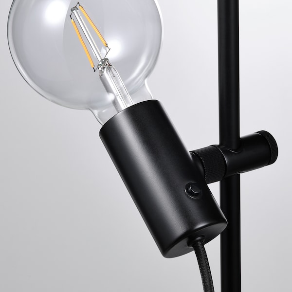 IKEA HÅRSLINGA floor lamp with LED bulb Black, Ikea Ireland | 4679AHPQL